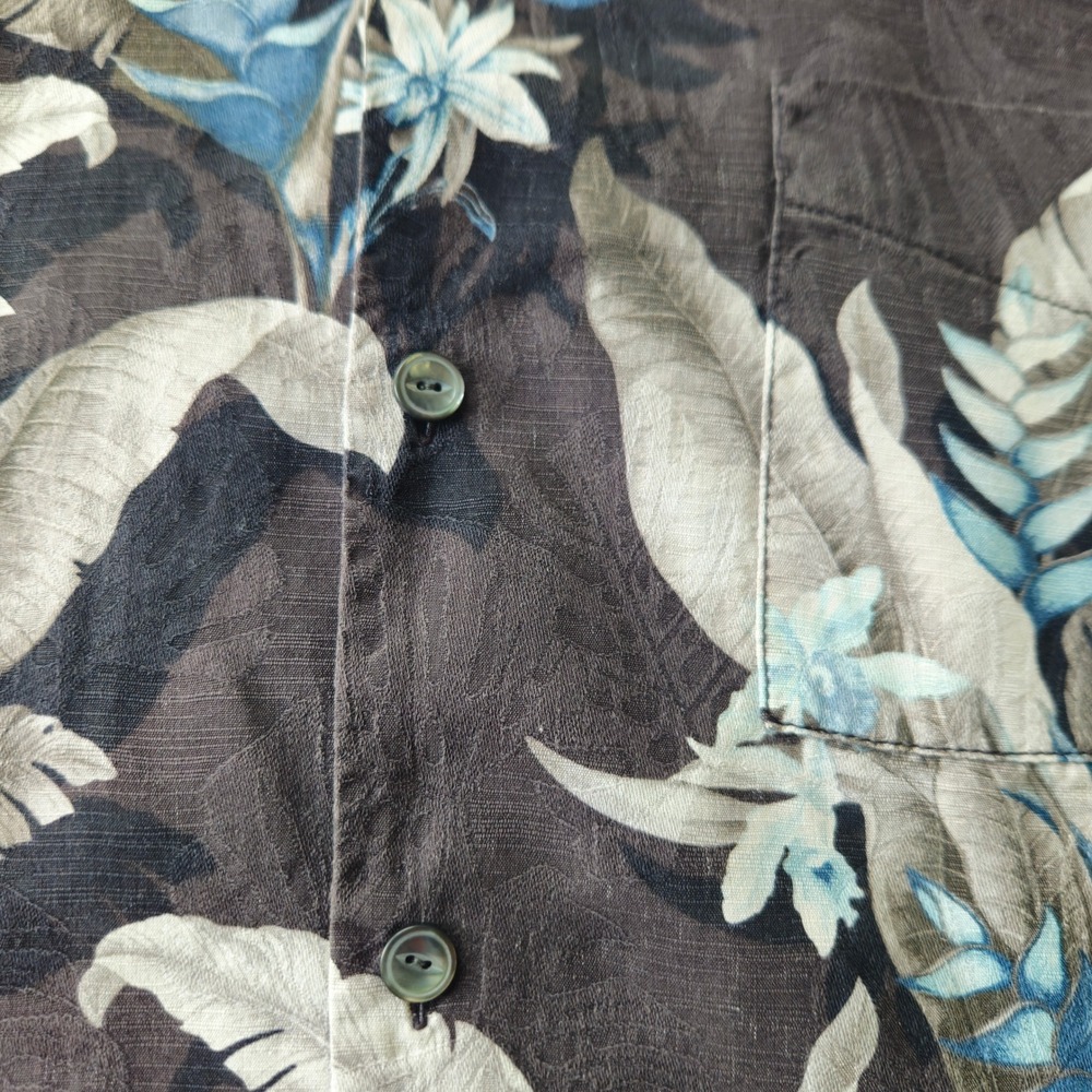 Tommy Bahama XL 100% Silk Floral Camp Shirt Eclectic Grandpa Vacation Beach - Picture 7 of 13